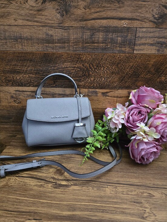 Michael Kors Handbags - Michael Kors Ava Small Saffiano Leather Crossbody Satchel in Small Gray